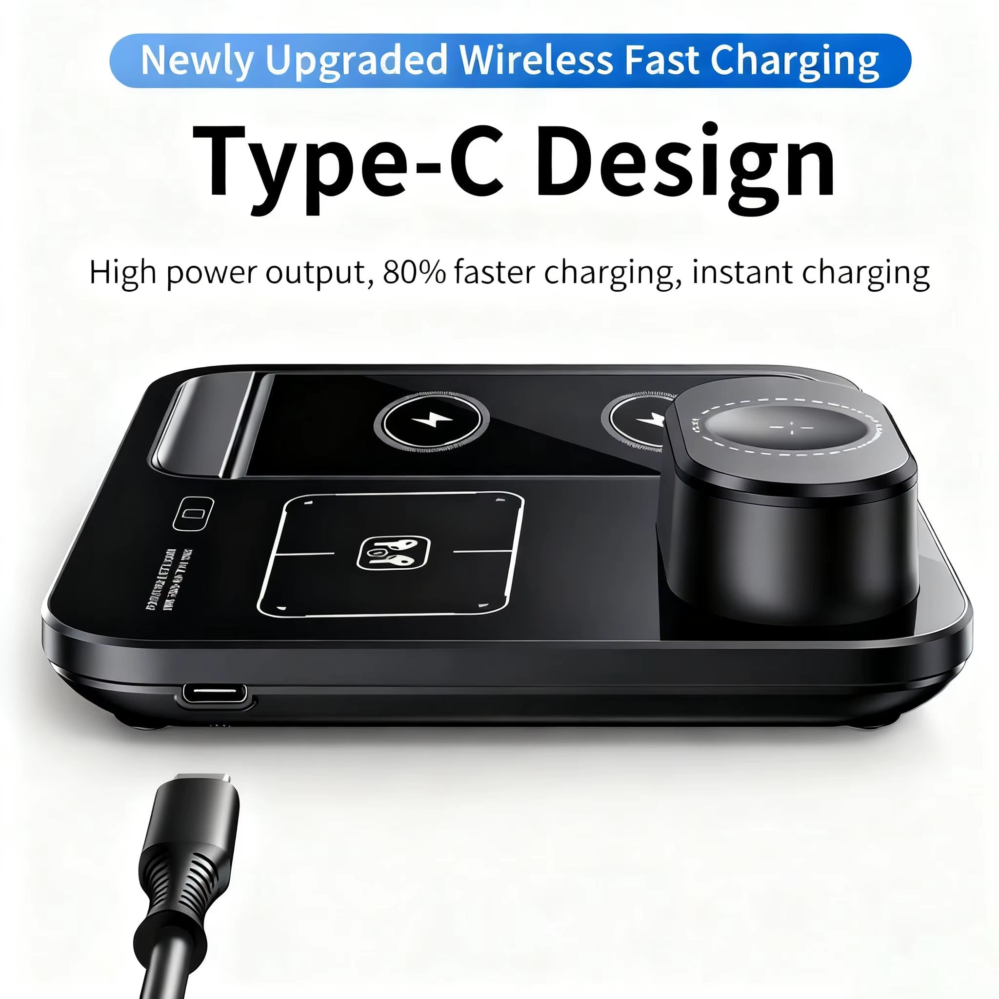 DANJU 3-In-1 Wireless Charger, Foldable Phone Fast Charger, Power Bank Magnetic Iphone17/17 plus Headphones, Watches, Etc