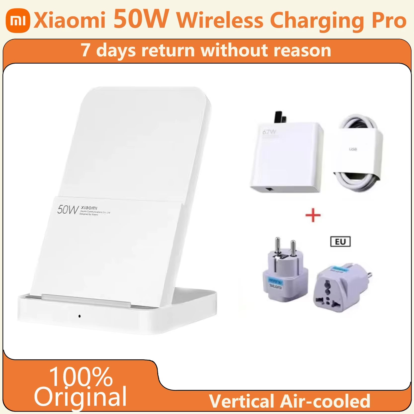 Original  50W Pro Vertical Air-Cooled Wireless Charging Fast Charging Qi Stand for  14/13/12S Ultra/10 New