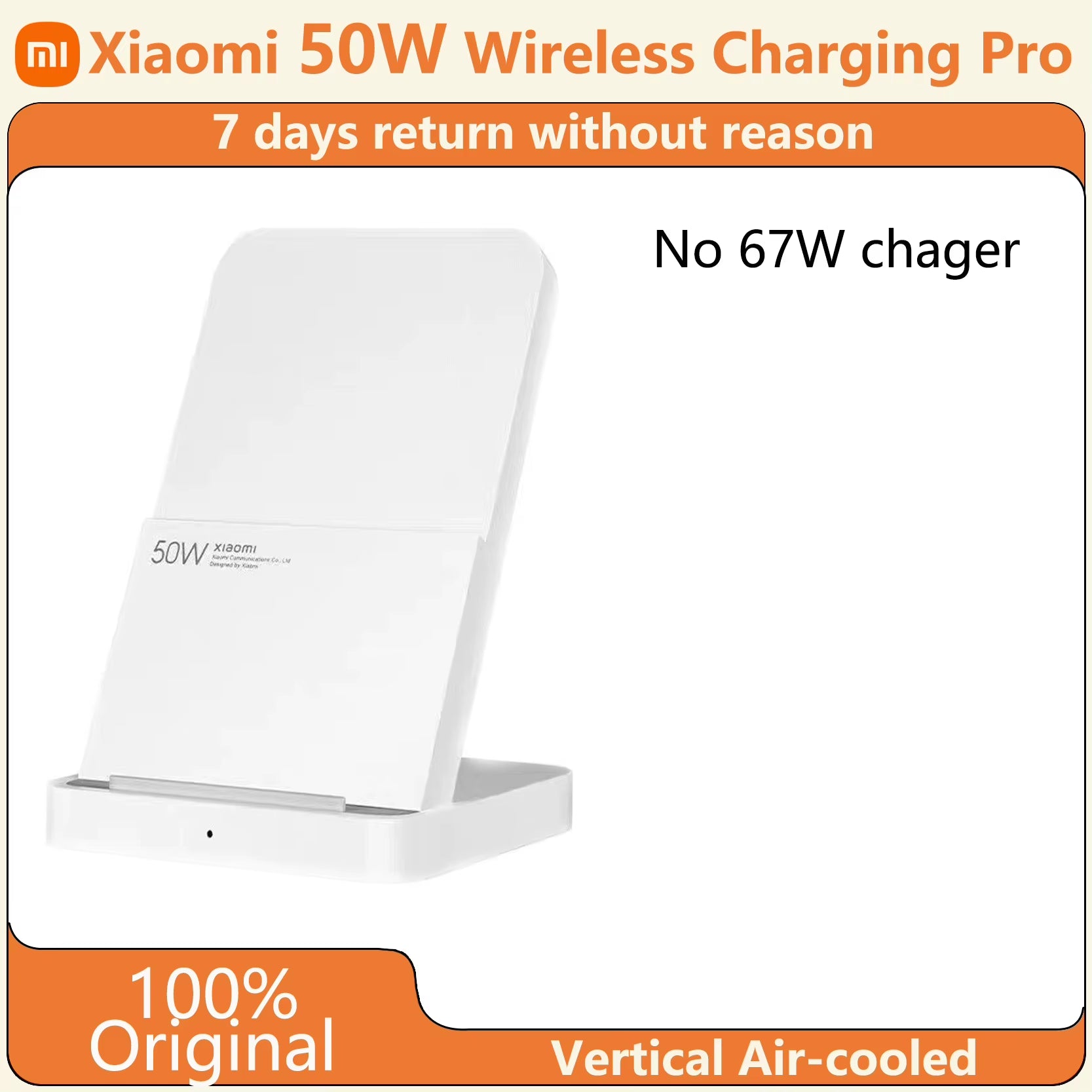 Original  50W Pro Vertical Air-Cooled Wireless Charging Fast Charging Qi Stand for  14/13/12S Ultra/10 New