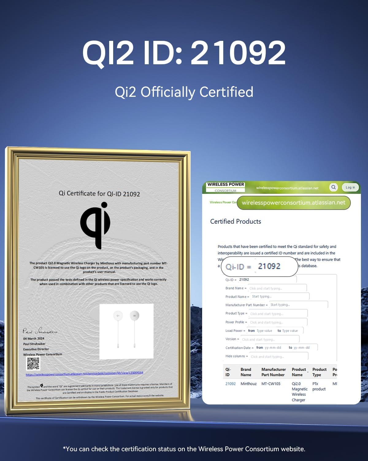 Qi2 Certified Magnetic Wireless Charger,Travel Mag-Safe Iphone Charger, Qi-Certified 15W Fast Charging, for Iphone 17/16/15/14/13/12 Full Series