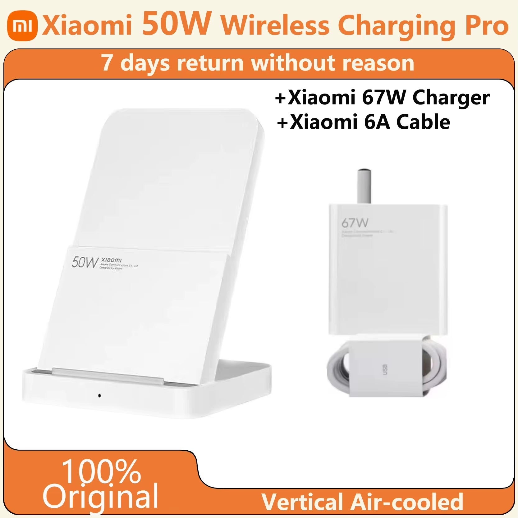 Original  50W Pro Vertical Air-Cooled Wireless Charging Fast Charging Qi Stand for  14/13/12S Ultra/10 New