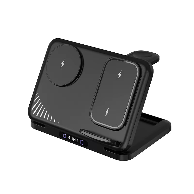 4 in 1 Wireless Charger Stand Pad Foldable Fast Charging Station Dock for Iphone Samsung Phone Iwatch Galaxy Buds Airpods