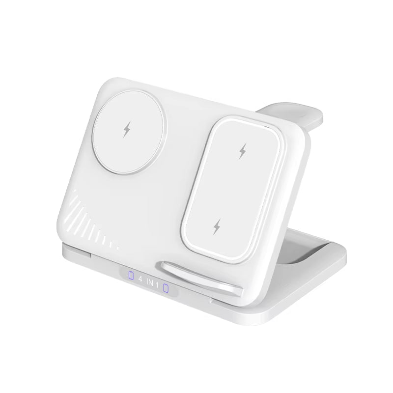 4 in 1 Wireless Charger Stand Pad Foldable Fast Charging Station Dock for Iphone Samsung Phone Iwatch Galaxy Buds Airpods